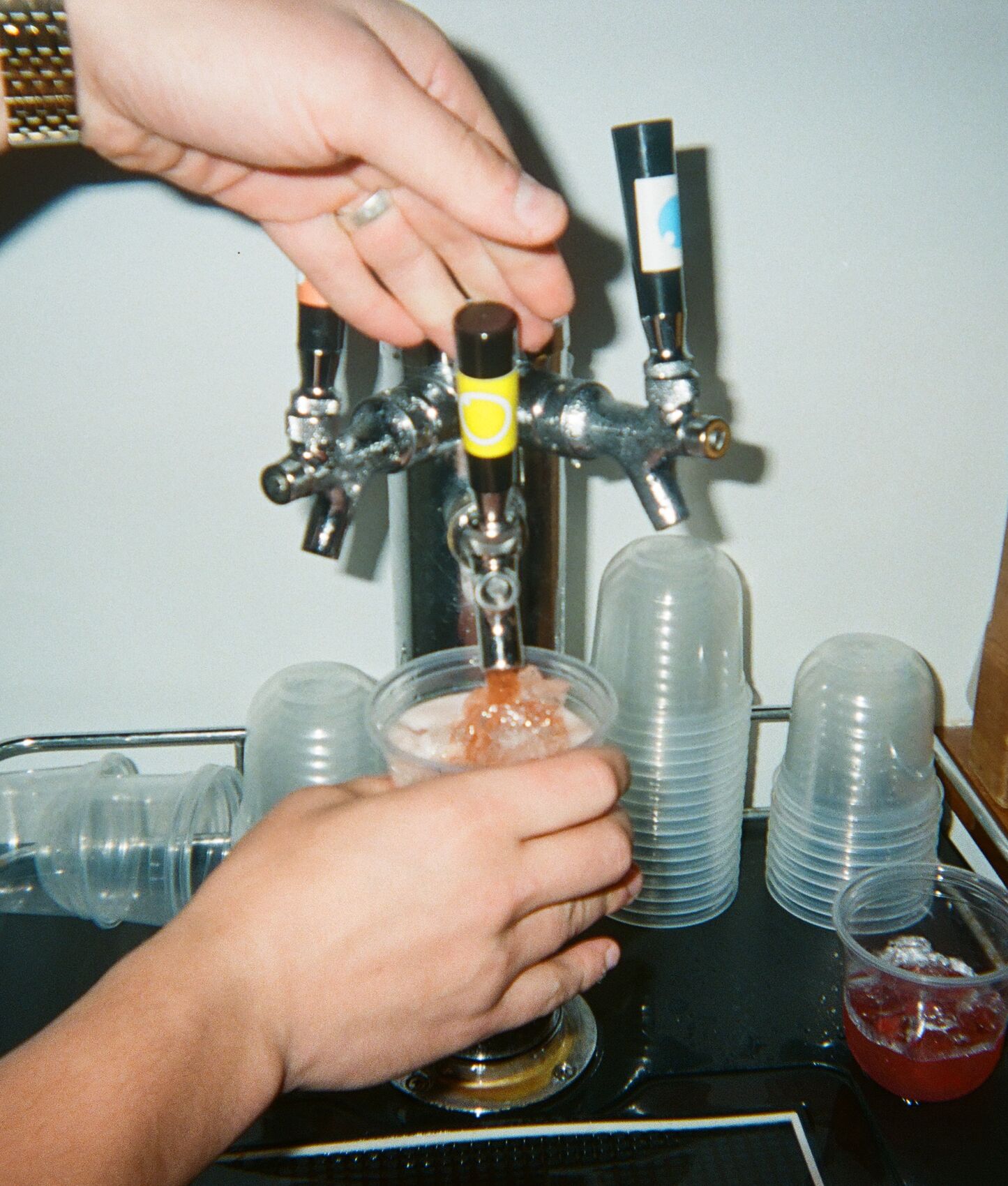 A spritz being pulled straight off the tap into a clear cup